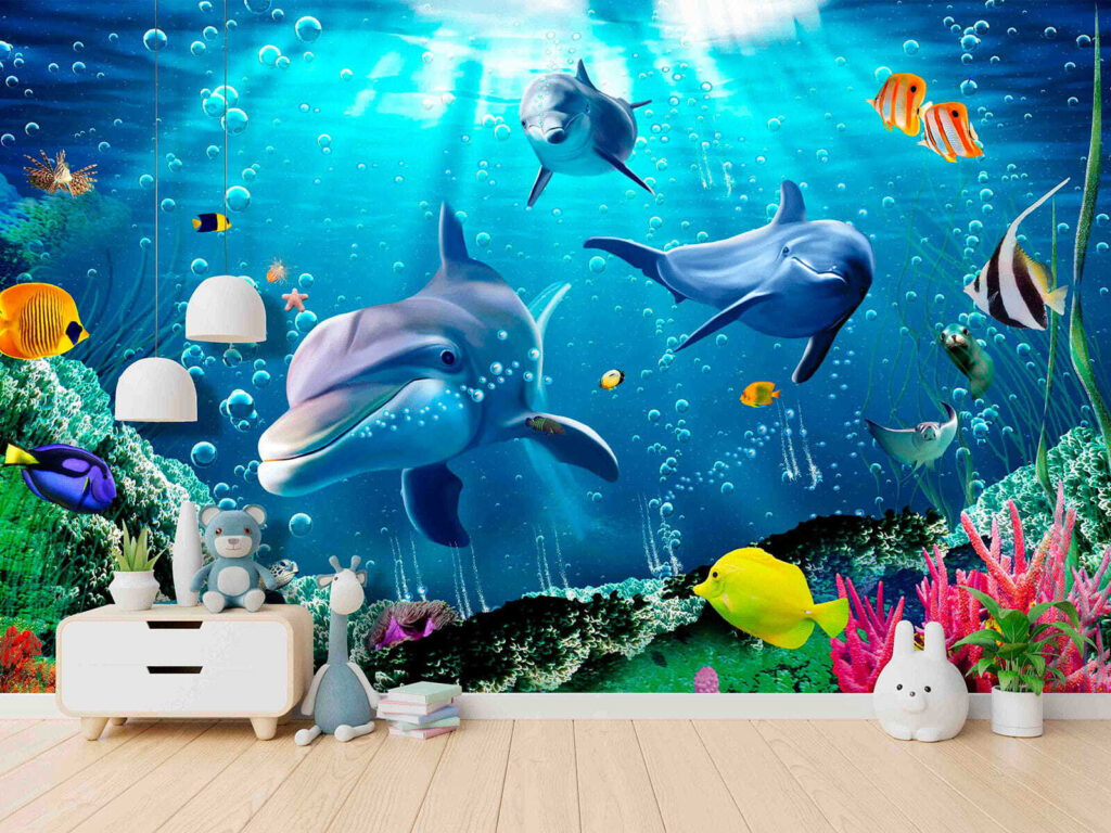 Group of dolphins swimming in water