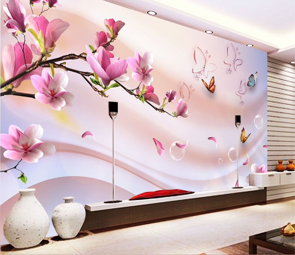 u03285pig1m - Ροζ λουλούδια και πεταλούδες - tegory