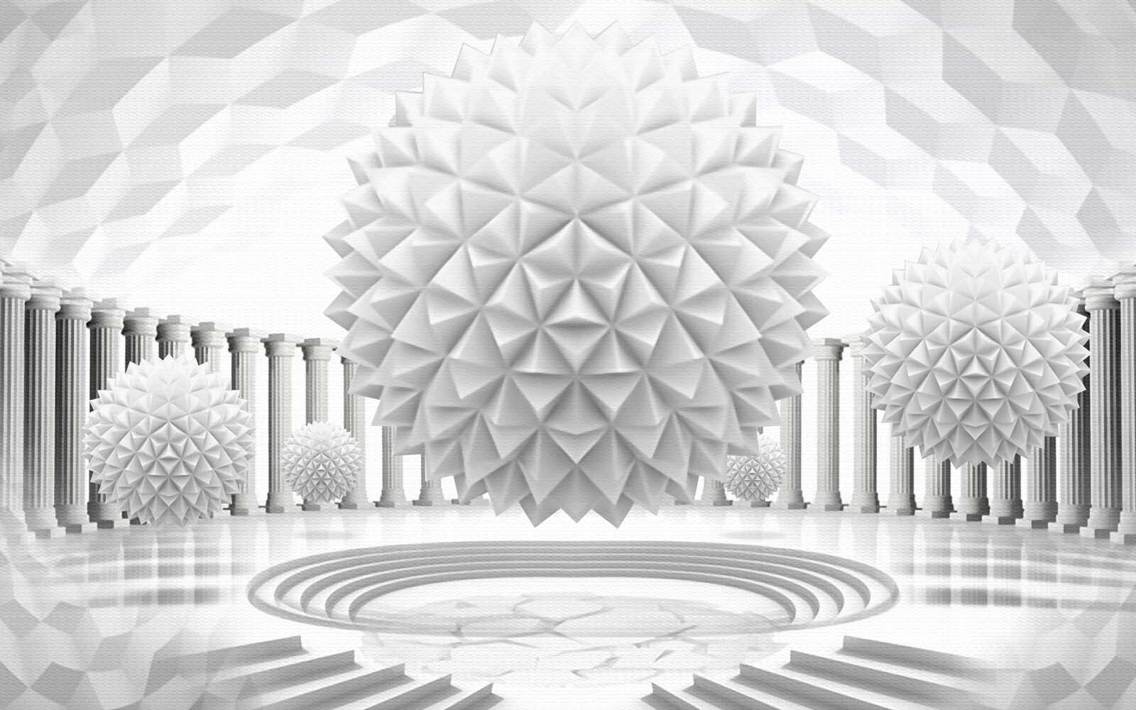 u03692p - Λευκή σφαίρα με στήλες και σκαλοπάτια - tegory