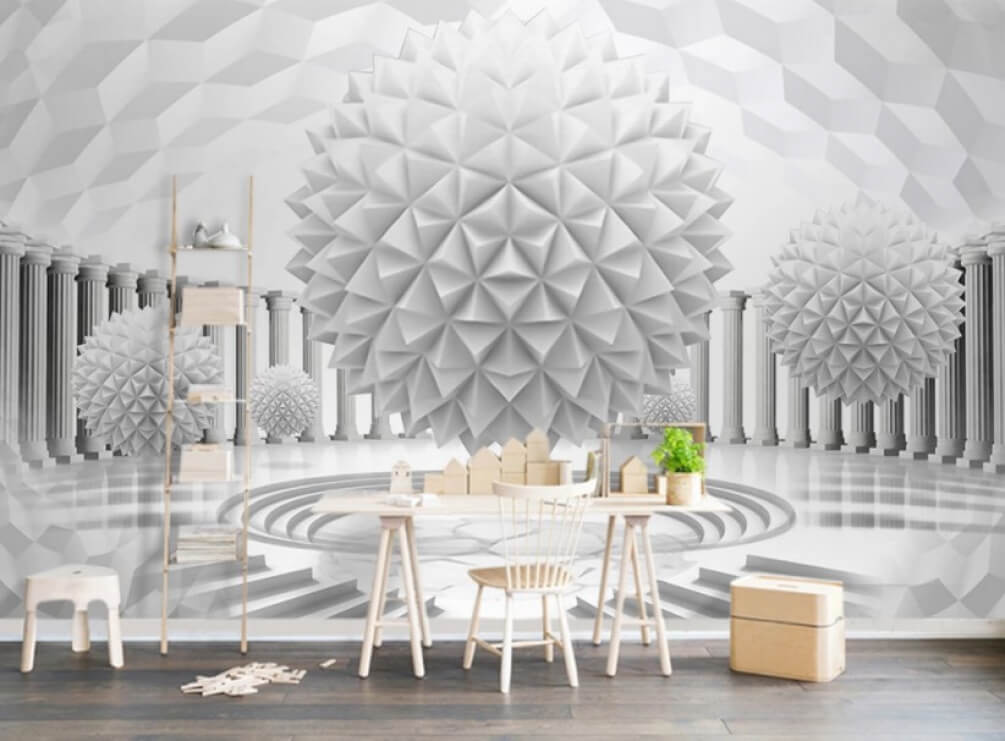 u03692piw1m - Λευκή σφαίρα με στήλες και σκαλοπάτια - tegory