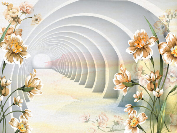 Wallpaper with flowers and a tunnel Wallpaper with flowers and a tunnel