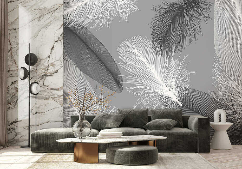 Delicate feathers in soft monochrome