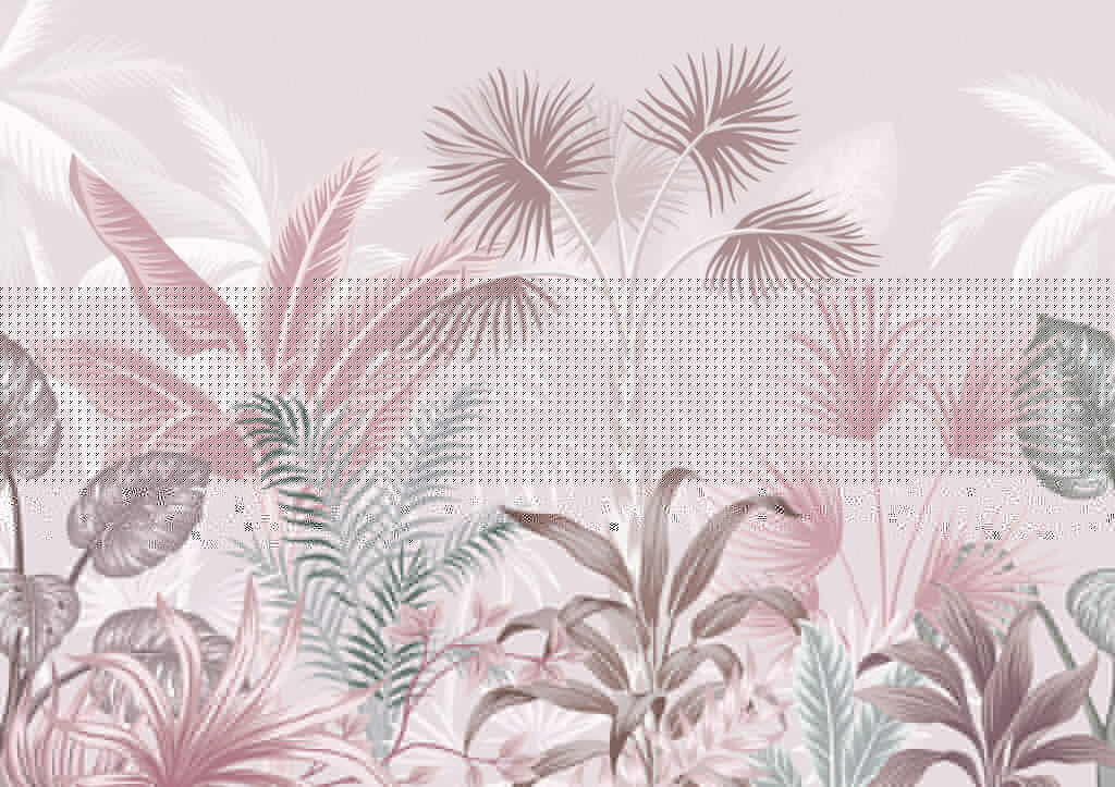 Tropical foliage in soft pastel hues