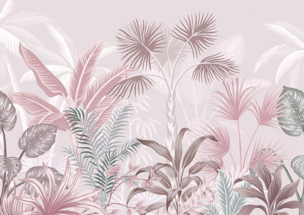 Tropical foliage in soft pastel hues