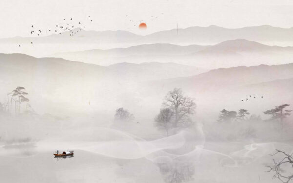 u07128p 600x375 - Σκάφος σε λίμνη με ομίχλη και δέντρα - tegory