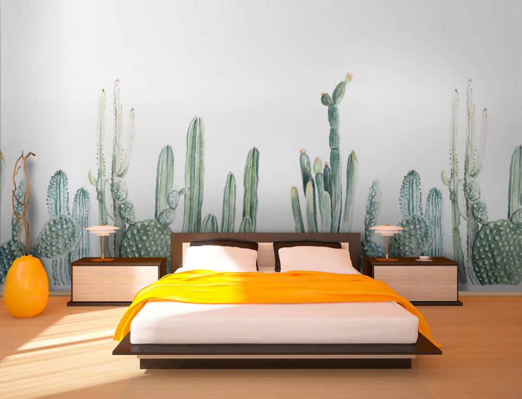 Group of cactuses on a white background