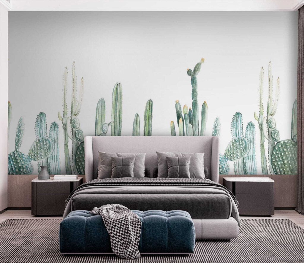 Group of cactuses on a white background
