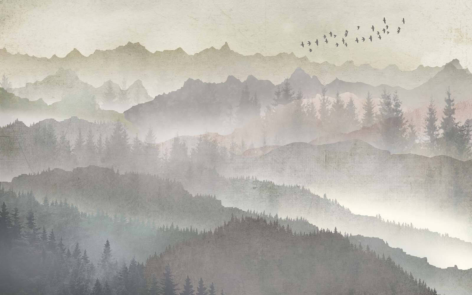 u09274p - Πουλιά που πετούν πάνω από μια οροσειρά - tegory