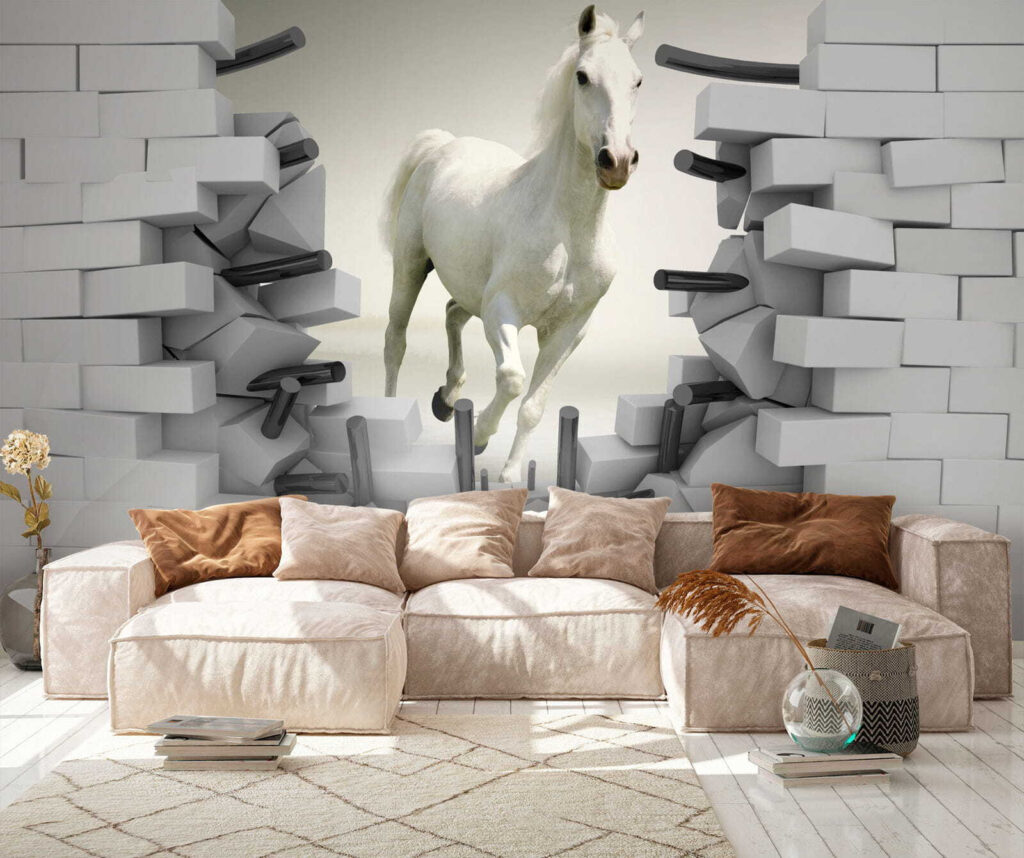 Horse running through a wall