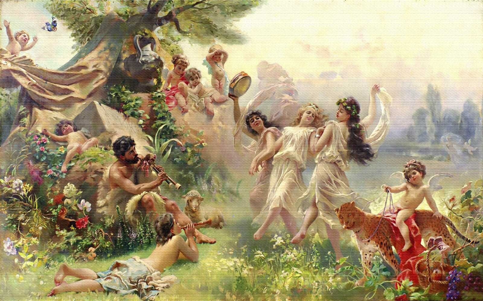 u15497p - Ζωγραφική ανθρώπων που χορεύουν σε ένα δάσος - tegory