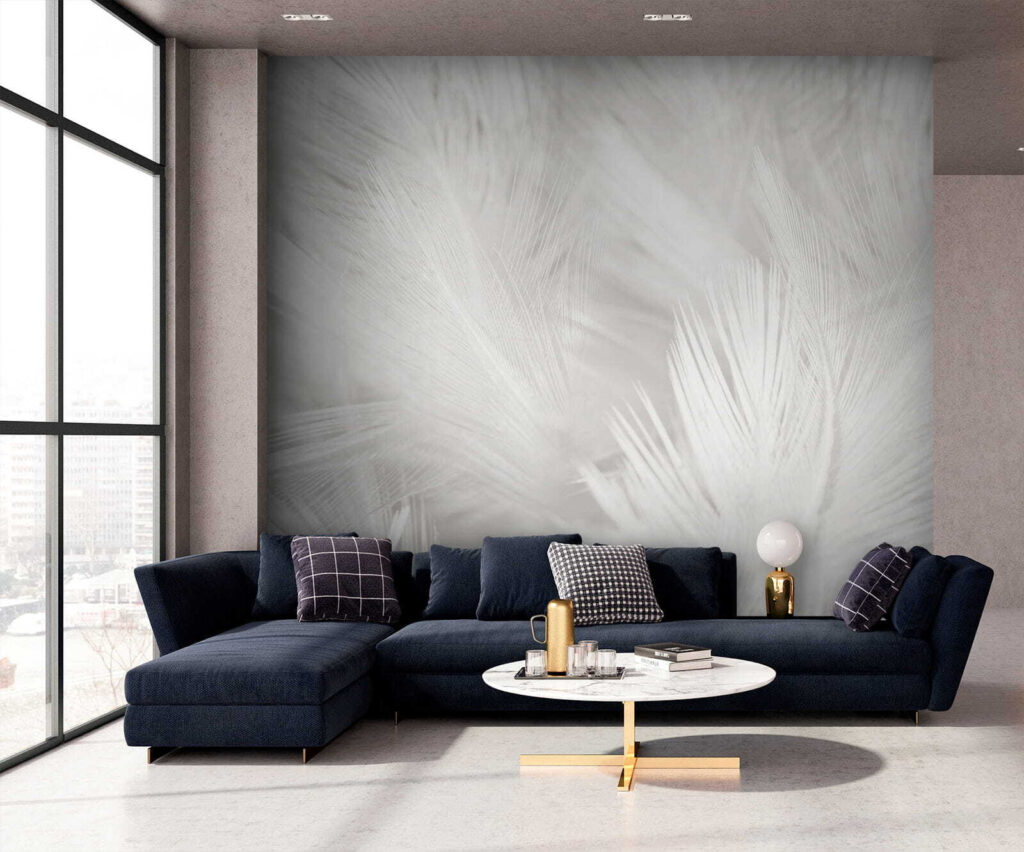 White feathers on a white surface