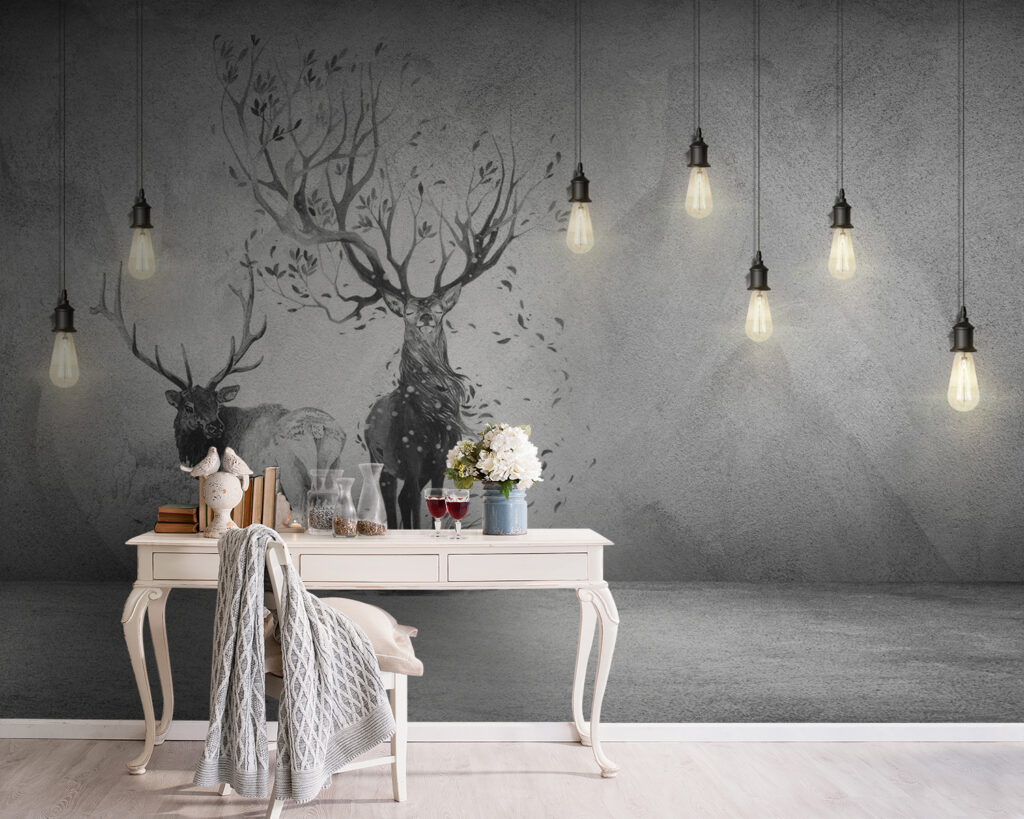 u15700pig5m 1024x819 - Τοίχος με σχέδιο δύο ελαφιών και δέντρων - tegory