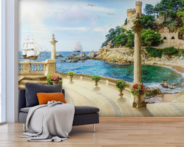 u26407pig25 600x480 - Μπαλκόνι με στήλες και λουλούδια στην πλευρά του ωκεανού - tegory