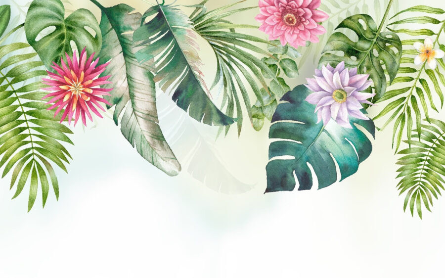 Wall murals Fresh blooms and vibrant greens embrace.