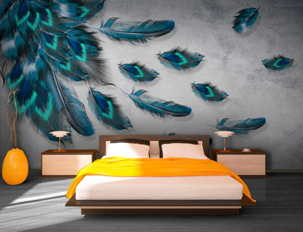 Group of blue feathers