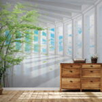 Ταπετσαρίες Δέντρο σε δωμάτιο με παράθυρα