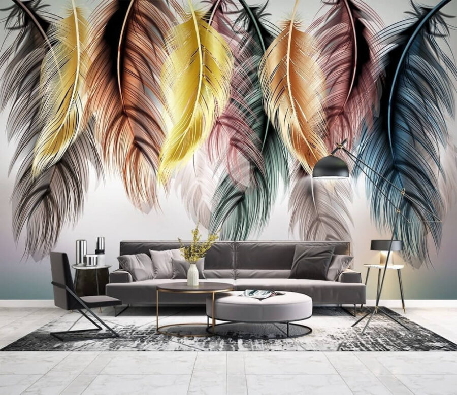 Group of colorful feathers Group of colorful feathers