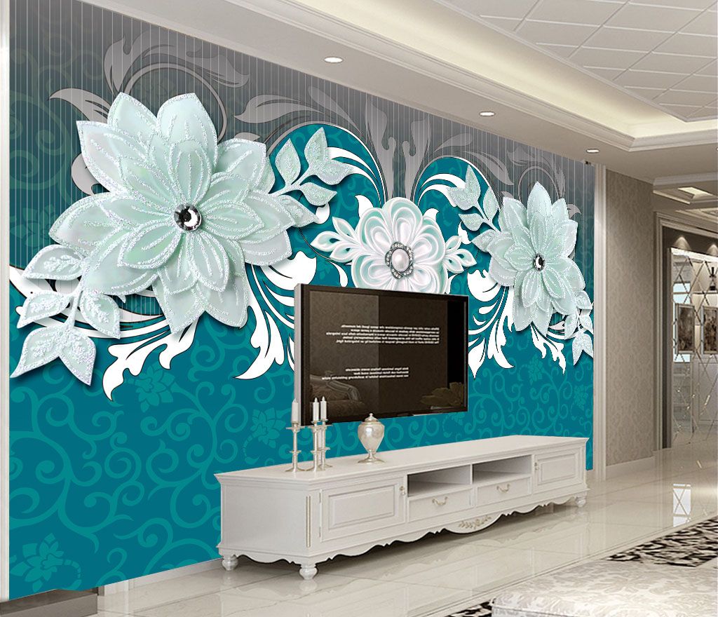 u35763pig1m - Μπλε και λευκό σχέδιο λουλουδιών - tegory