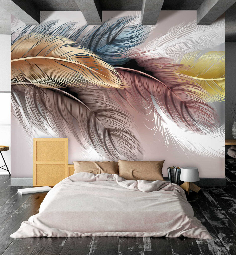 Group of colorful feathers