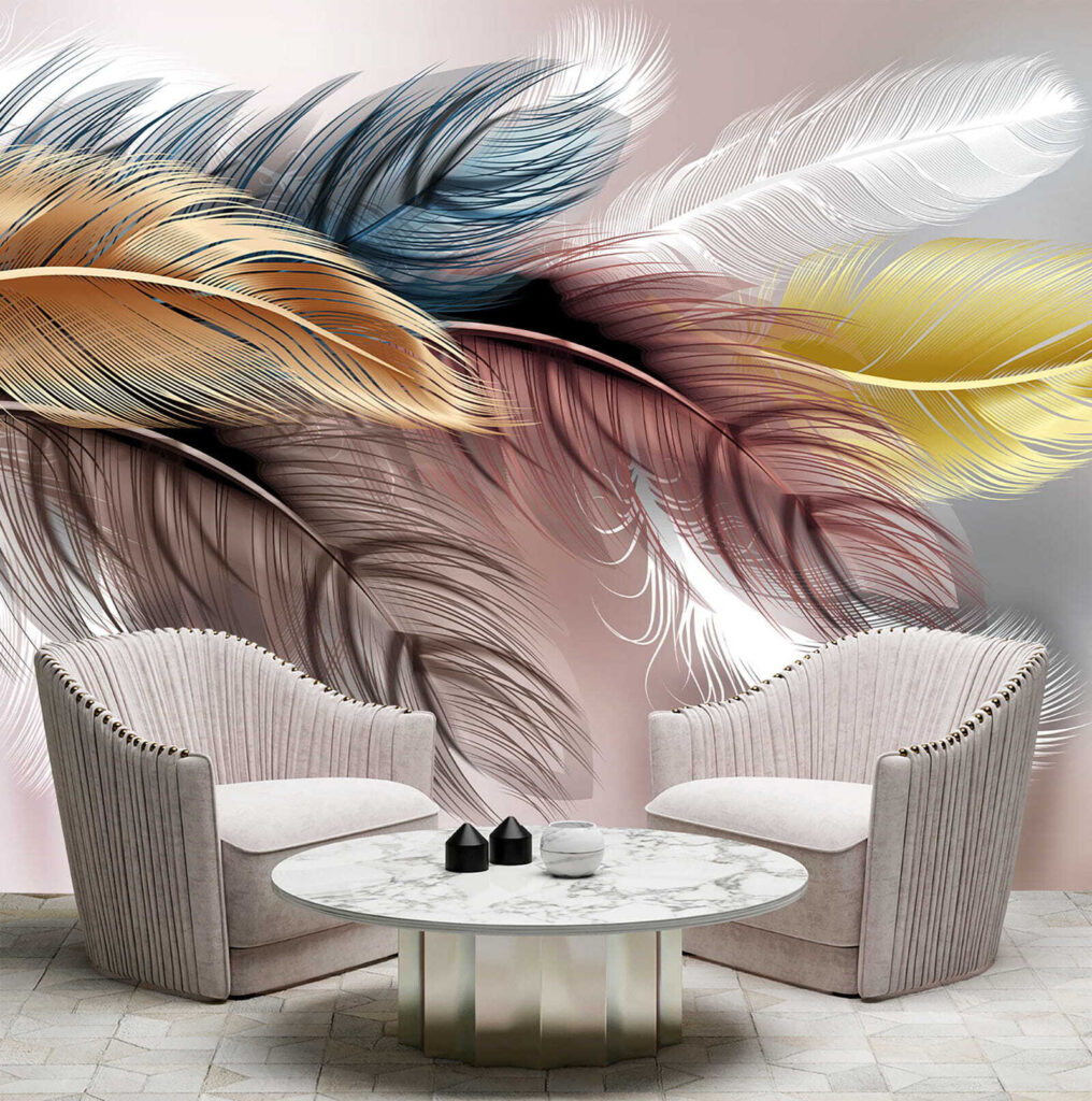 Group of colorful feathers