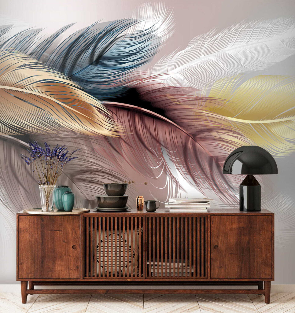 Group of colorful feathers