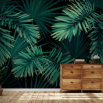 Ταπετσαρίες Τροπικά φύλλα σε σκούρο φόντο