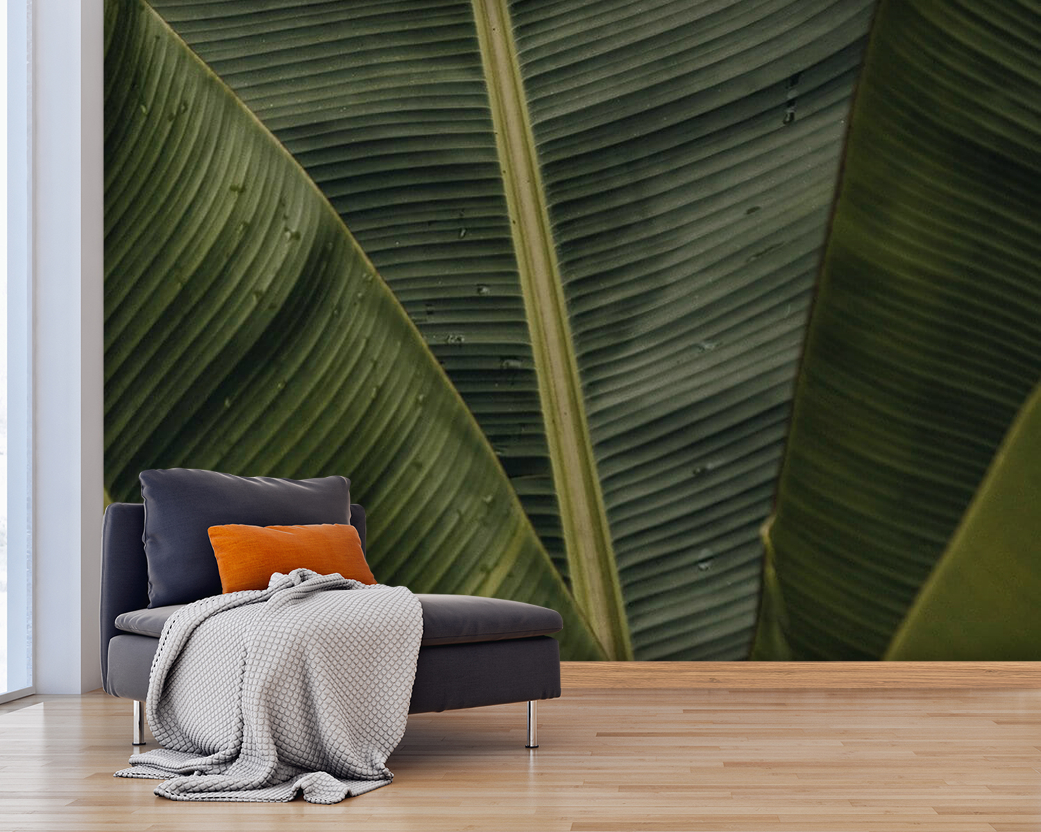 u45887pig25m - Πλούσια πράσινα φύλλα με μοτίβα υφής - tegory