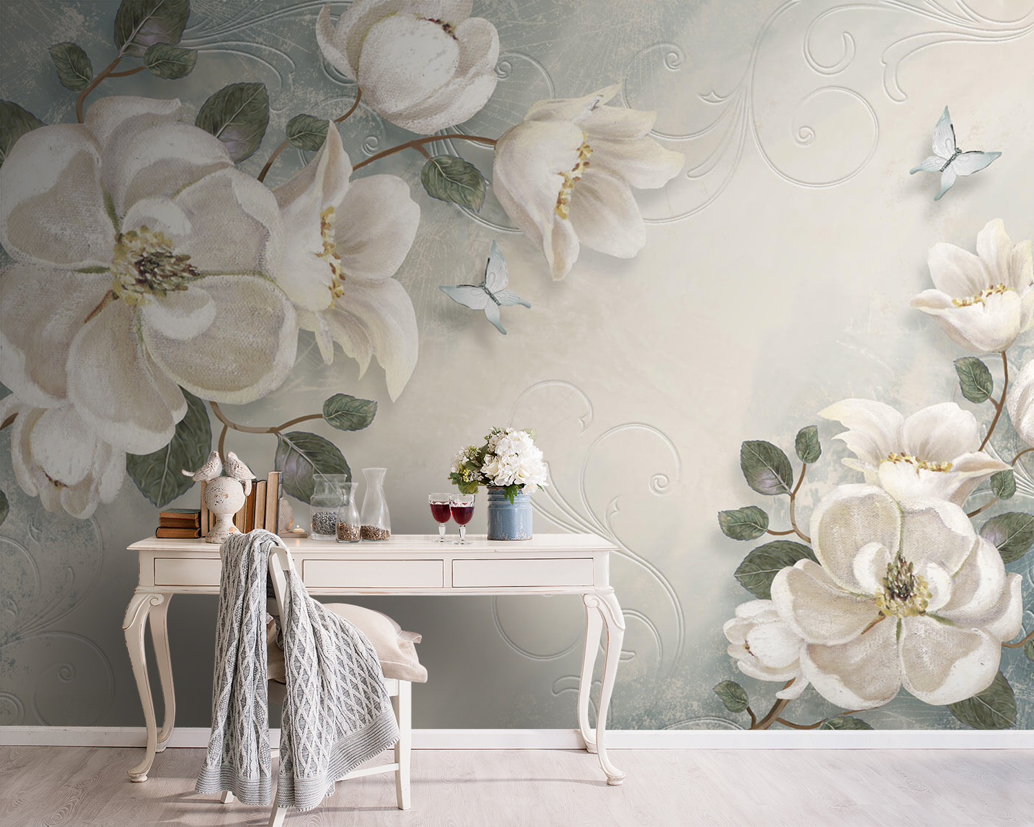 u52620pig5m - Λευκά λουλούδια και φύλλα σε λευκό φόντο - tegory