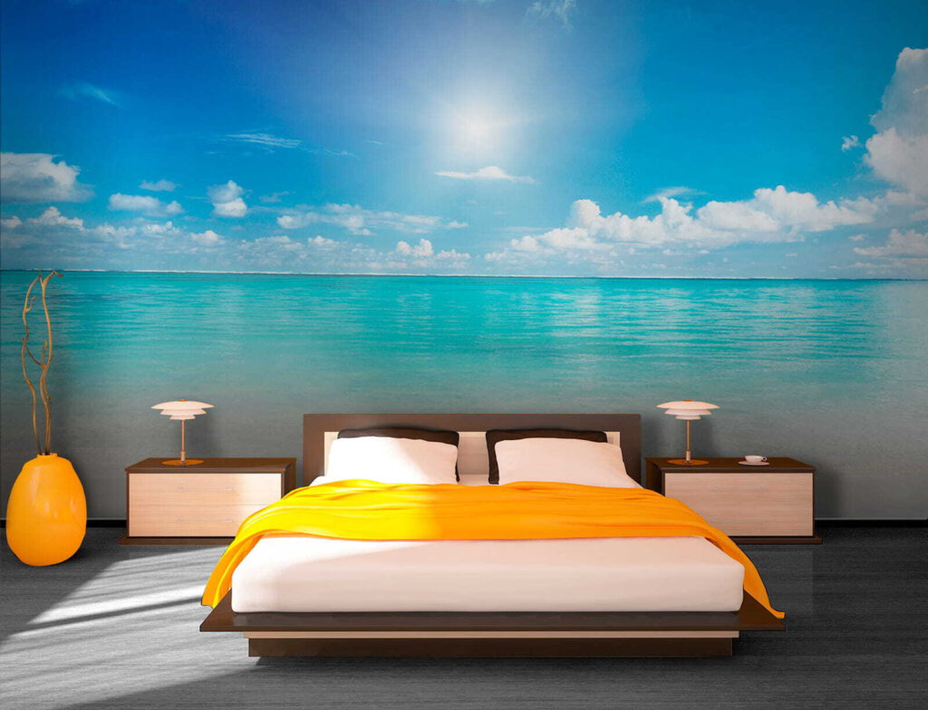 Blue sky with clouds and a sandy beach