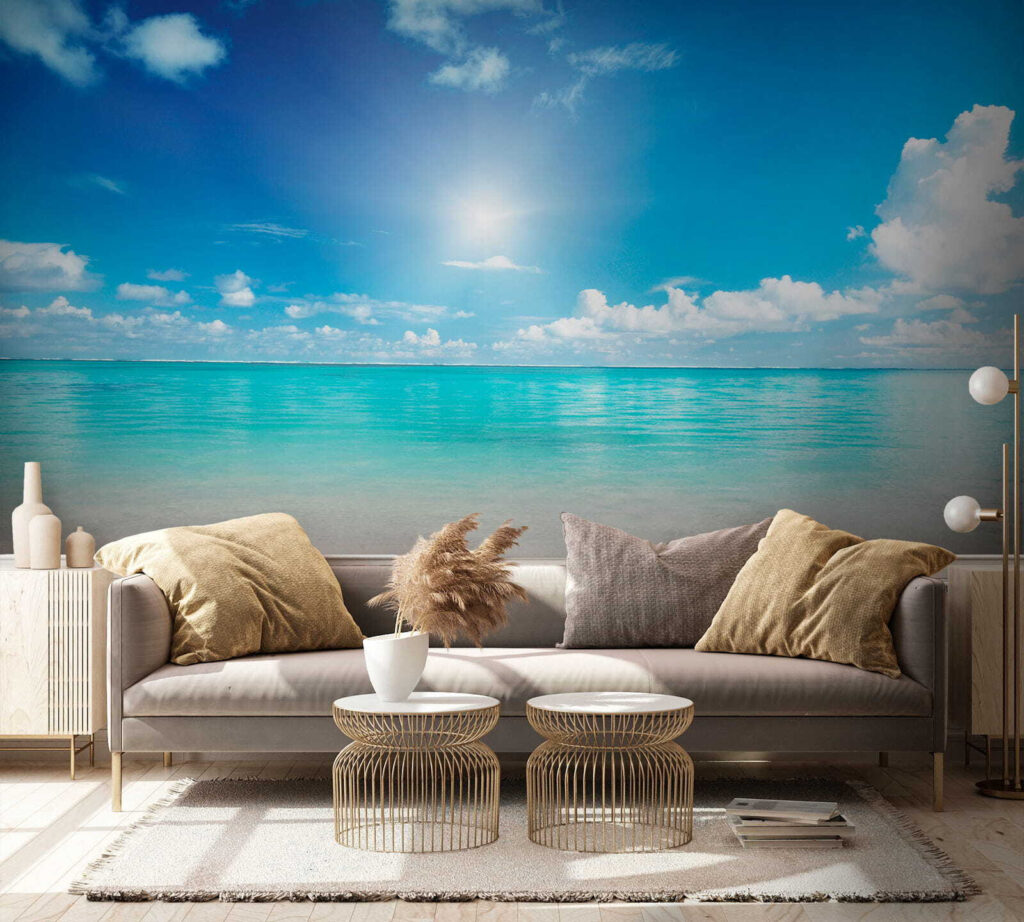 Blue sky with clouds and a sandy beach