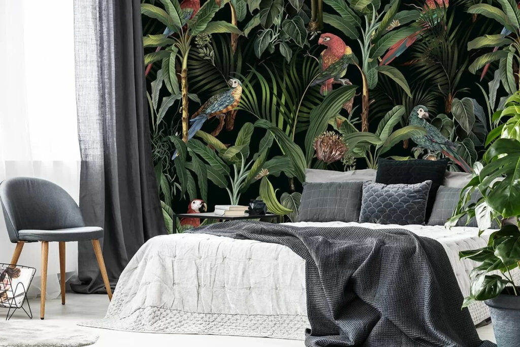 Wallpaper with birds and plants Wallpaper with birds and plants