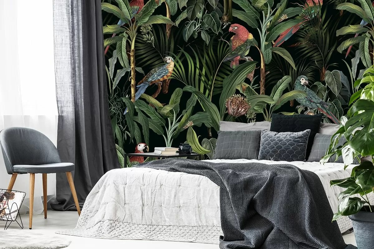 Wallpaper with birds and plants Wallpaper with birds and plants