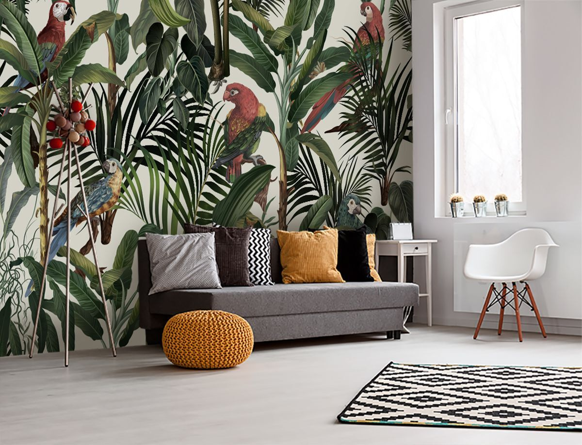 u60117pig1m - Ταπετσαρία με πουλιά και φυτά - tegory