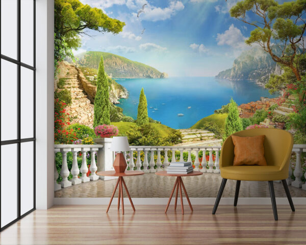 Μπαλκόνι με θέα σε λίμνη και δέντρα Μπαλκόνι με θέα σε λίμνη και δέντρα