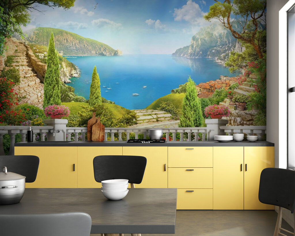 Balcony with a view of a lake and trees Balcony with a view of a lake and trees