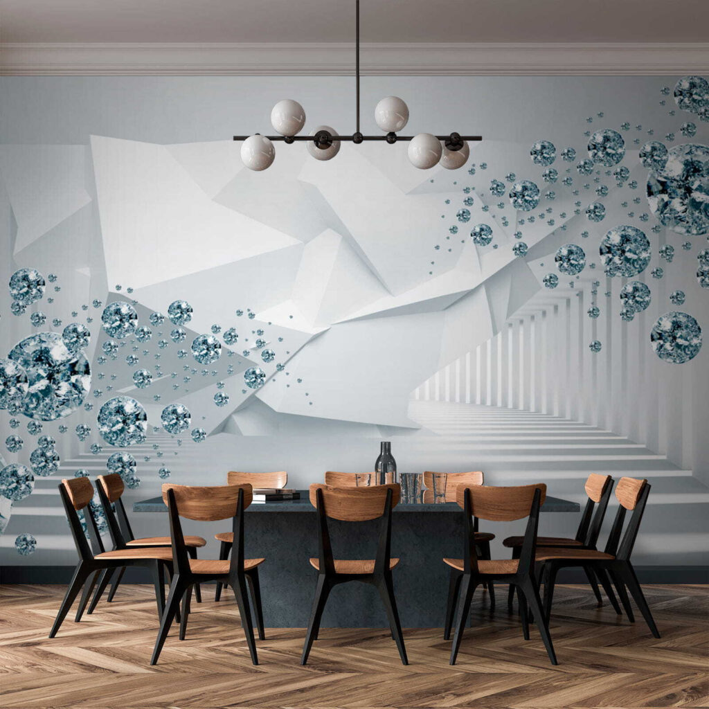 White room with diamonds and a white wall White room with diamonds and a white wall