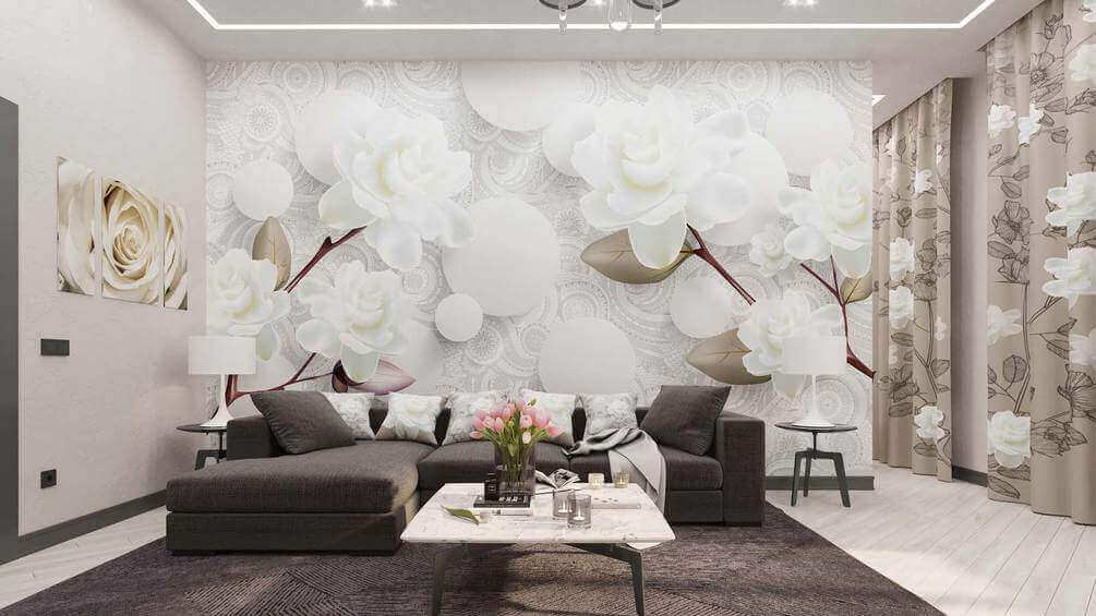 u60474pig1 - Λευκά λουλούδια και κύκλοι σε λευκό φόντο - tegory