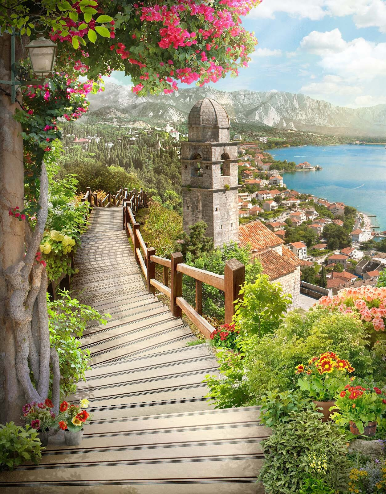 u60510p - Σκάλα που οδηγεί σε μια πόλη - tegory