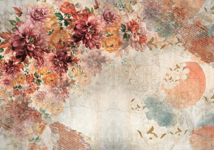 Floral μοτίβο με vintage υφές.