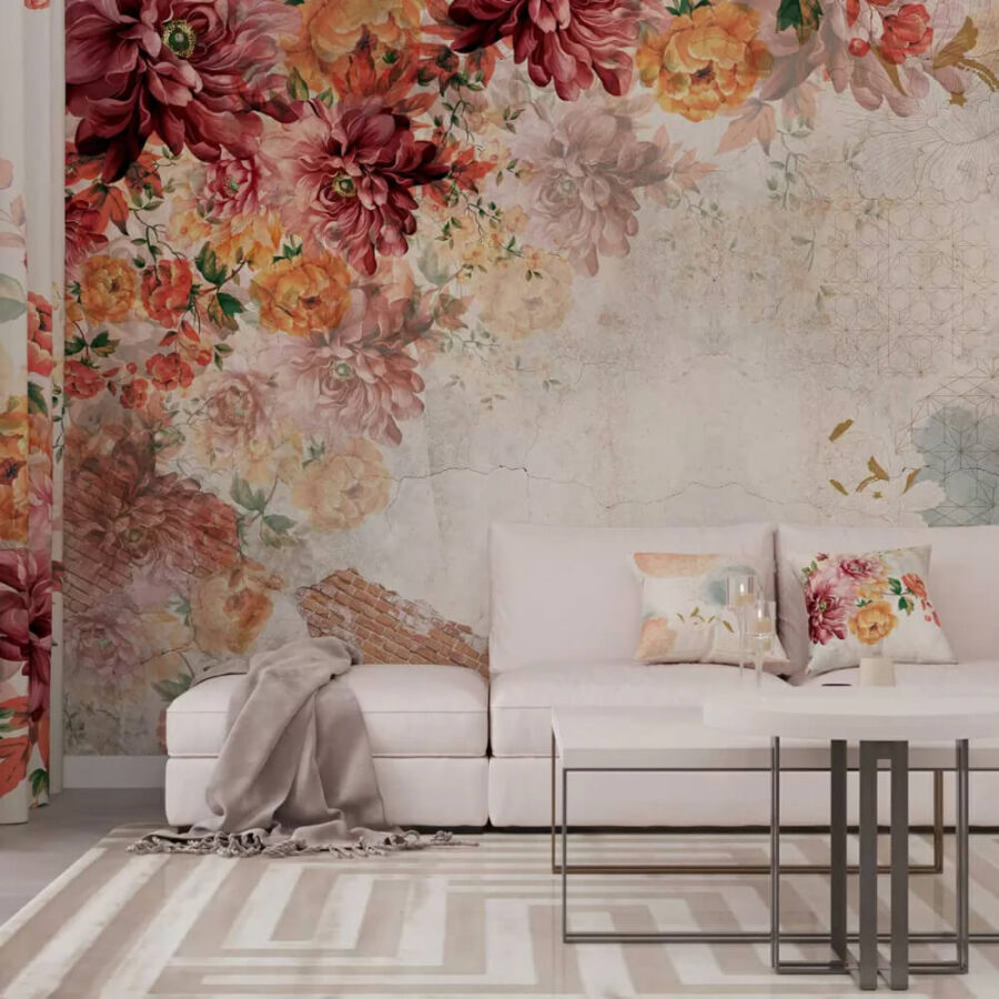 Floral μοτίβο με vintage υφές.