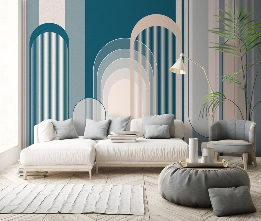 Μπλε και λευκό art deco μοτίβο