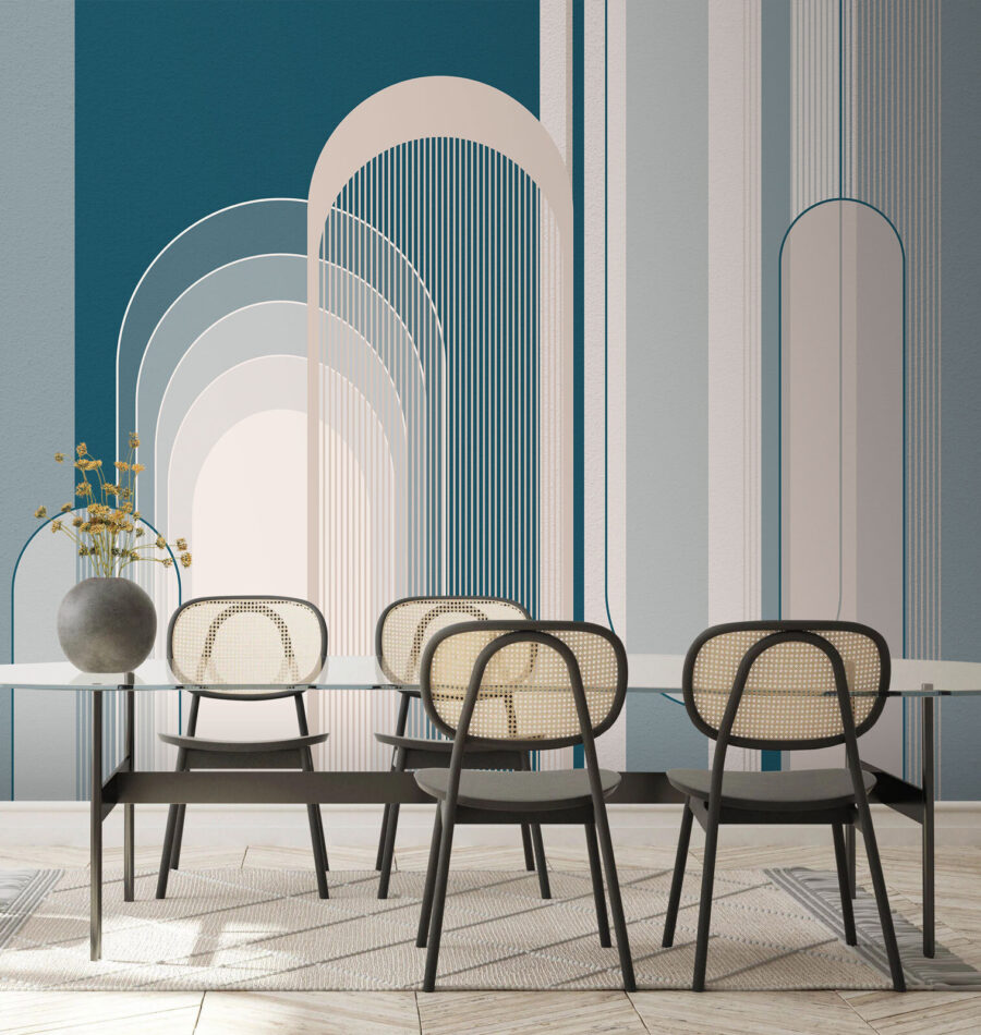 Μπλε και λευκό art deco μοτίβο