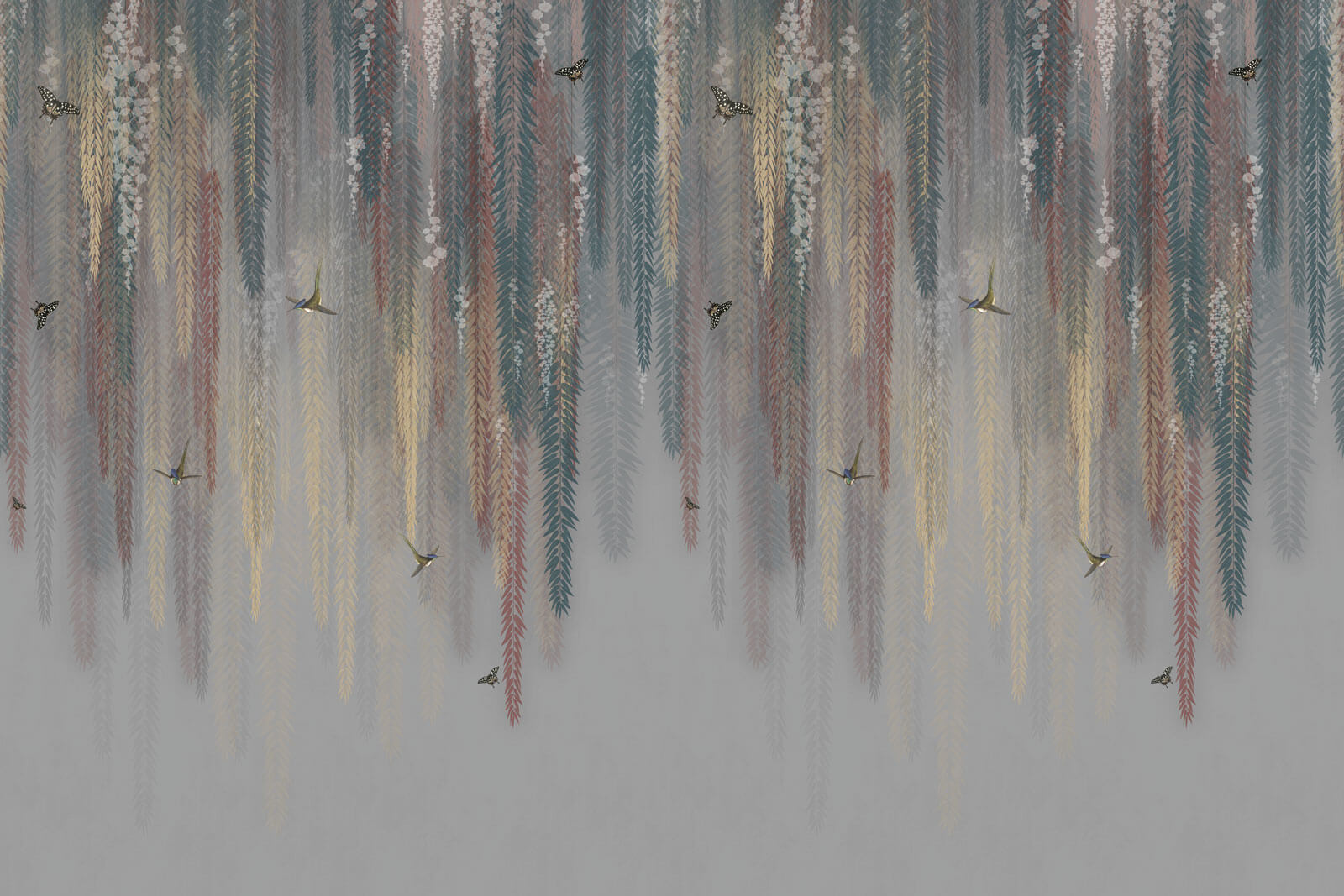 u73572p - Πολύχρωμο floral σχέδιο με πεταλούδες - tegory