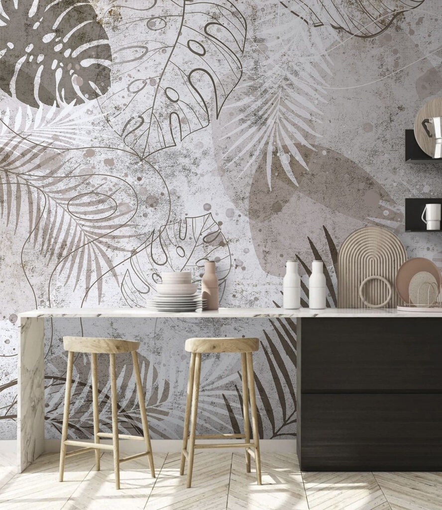 Elegant botanical patterns in neutral tones