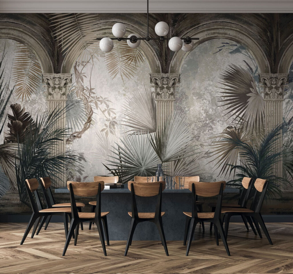 Wallpaper with columns and plants Wallpaper with columns and plants