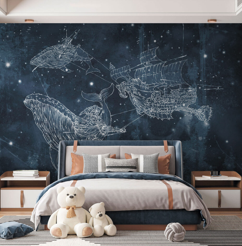 Drawing of a whale and a ship Drawing of a whale and a ship