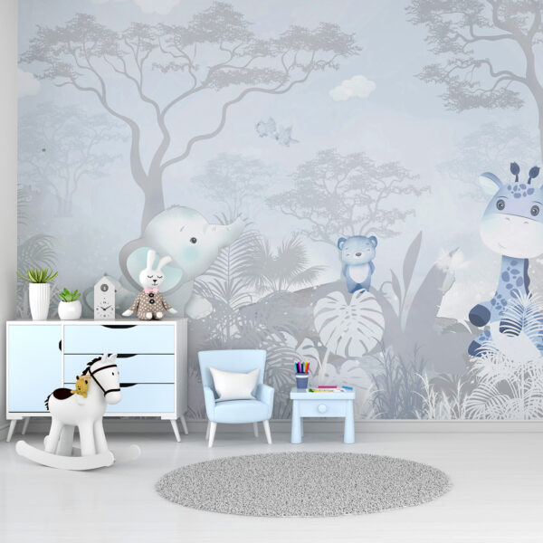 A group of animals in a forest A group of animals in a forest