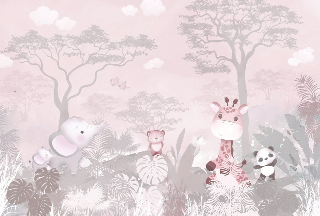 A group of animals in a forest