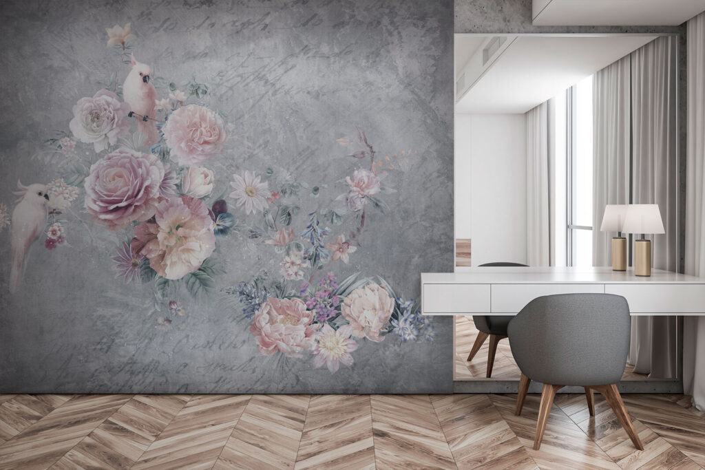 Painting of flowers and birds