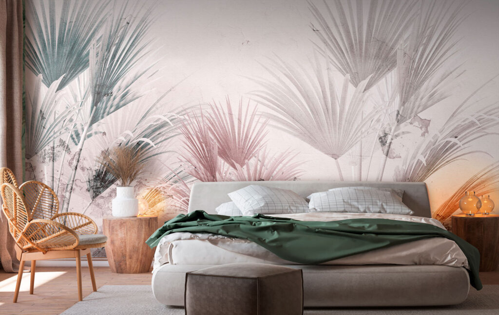 Elegant palm leaves on a soft background